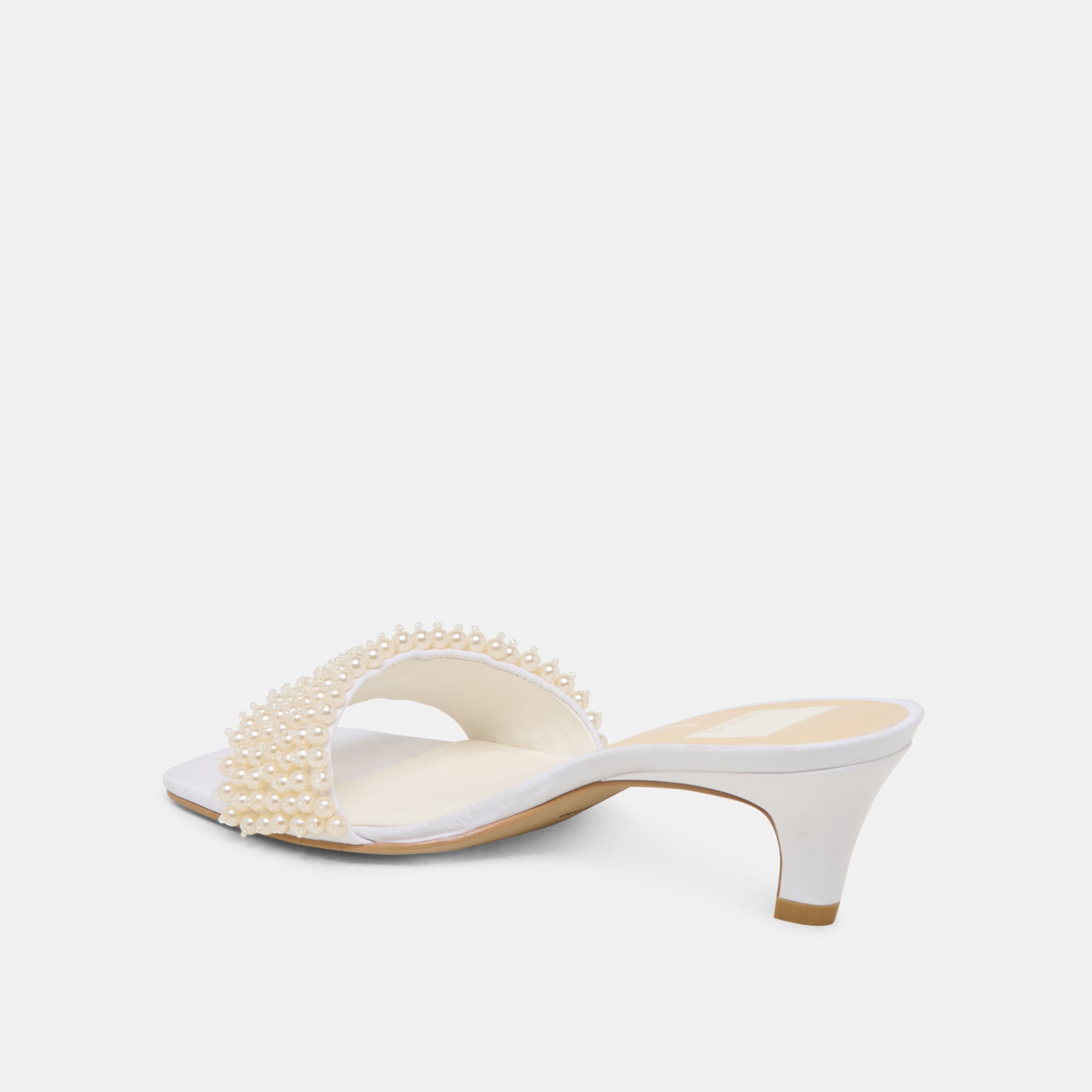 Rexa Pearl Off White Satin Heels | Women Dolce Vita