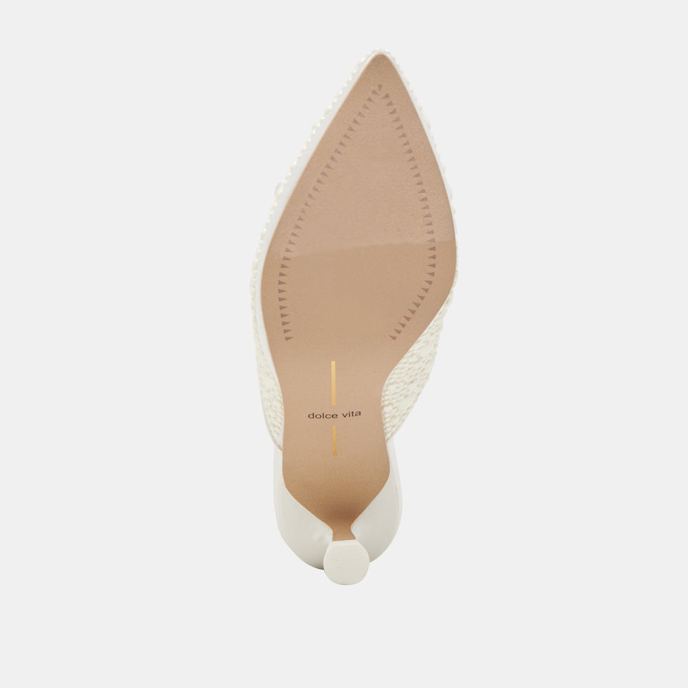 CLAYTN PEARL HEELS TRUE WHITE SATIN | Women Dolce Vita
