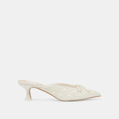 CLAYTN PEARL HEELS TRUE WHITE SATIN | Women Dolce Vita