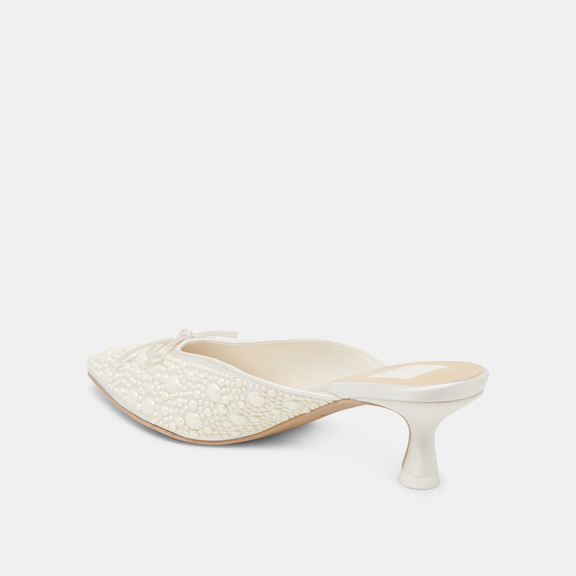 CLAYTN PEARL HEELS TRUE WHITE SATIN | Women Dolce Vita