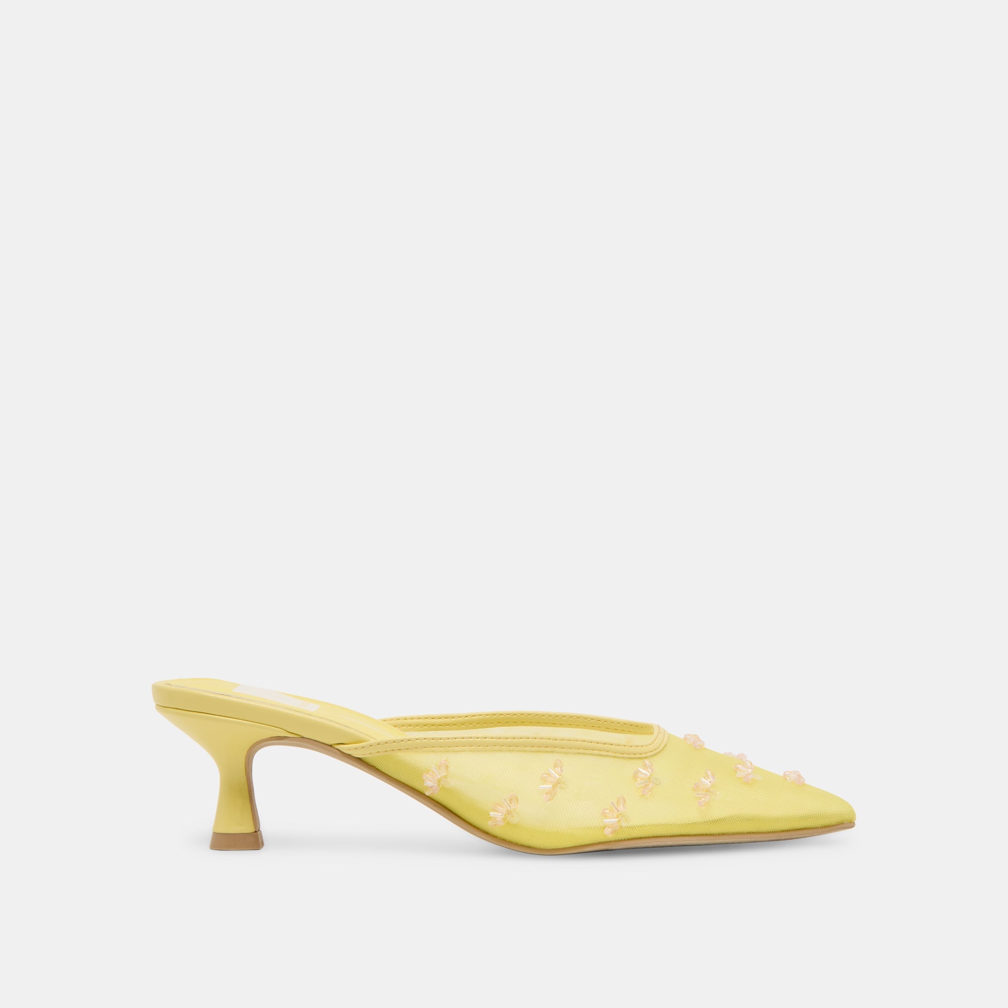 CLARA WIDE HEELS LEMON MESH | Women Dolce Vita