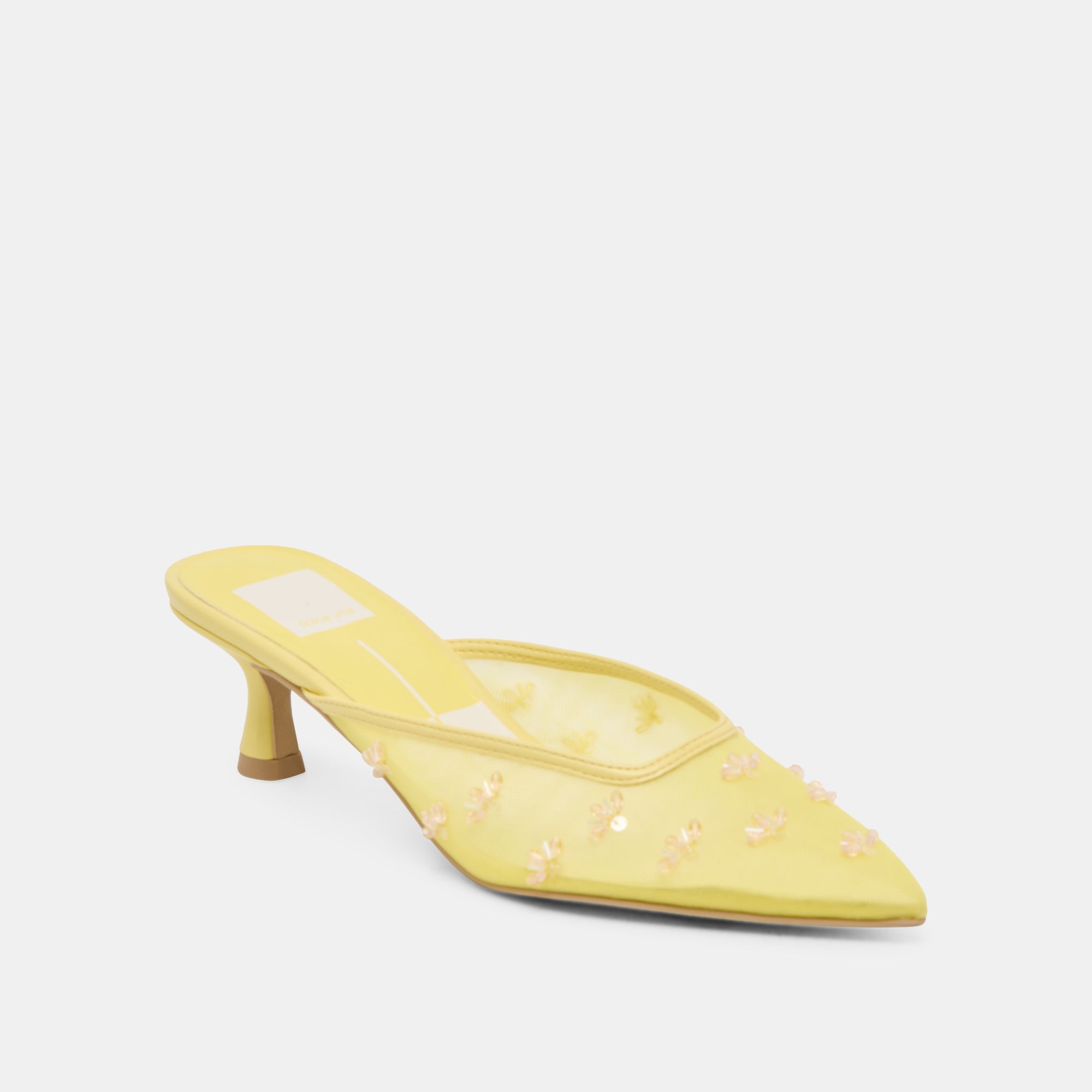 CLARA WIDE HEELS LEMON MESH | Women Dolce Vita