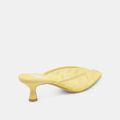 CLARA WIDE HEELS LEMON MESH | Women Dolce Vita