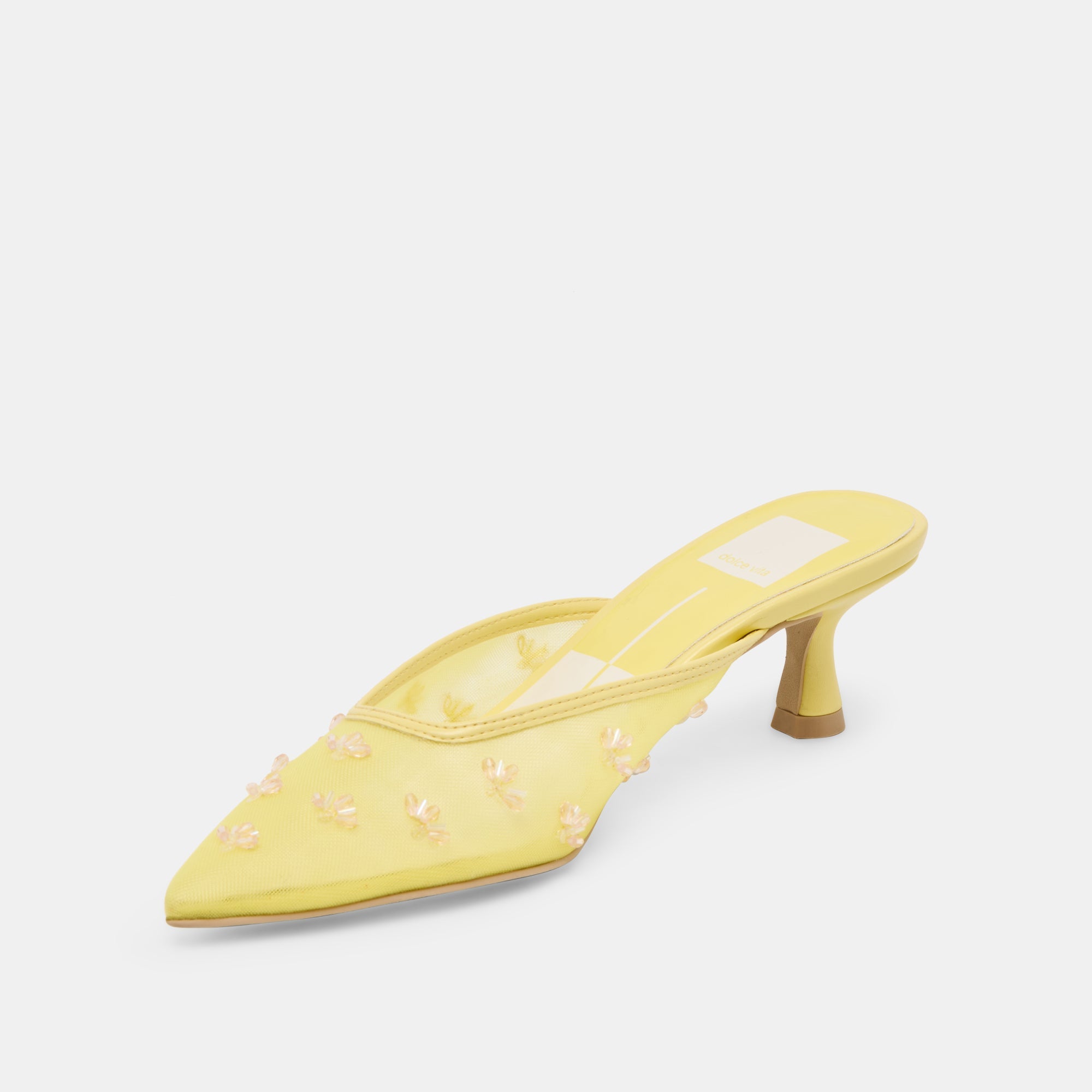CLARA WIDE HEELS LEMON MESH | Women Dolce Vita