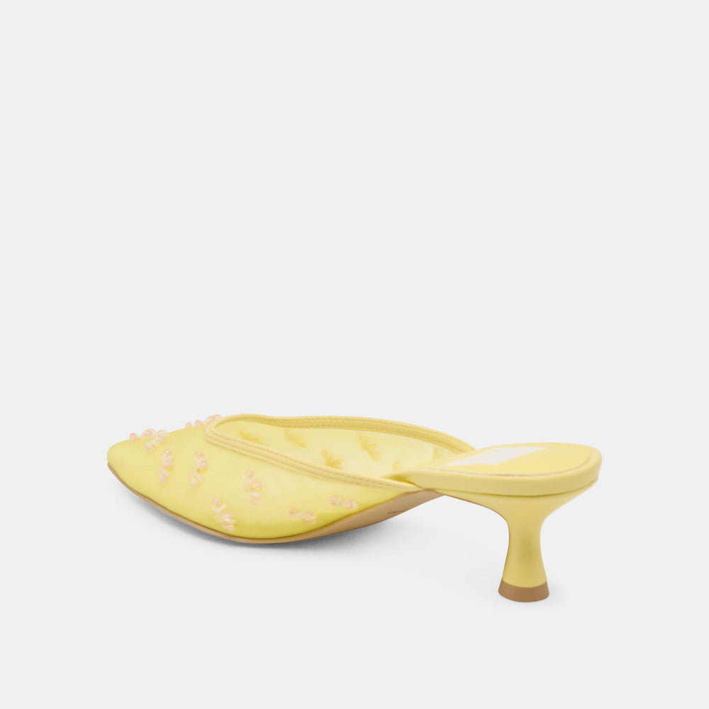 CLARA WIDE HEELS LEMON MESH | Women Dolce Vita