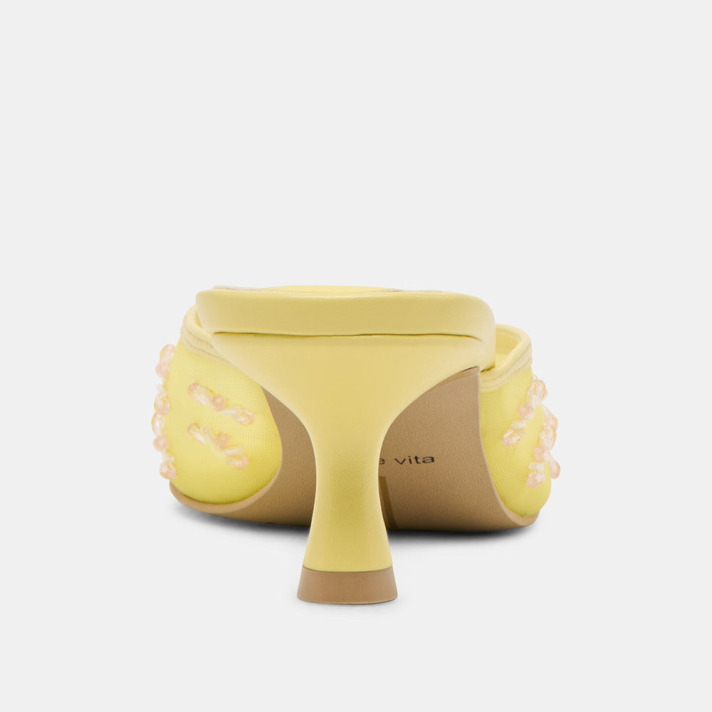 CLARA WIDE HEELS LEMON MESH | Women Dolce Vita