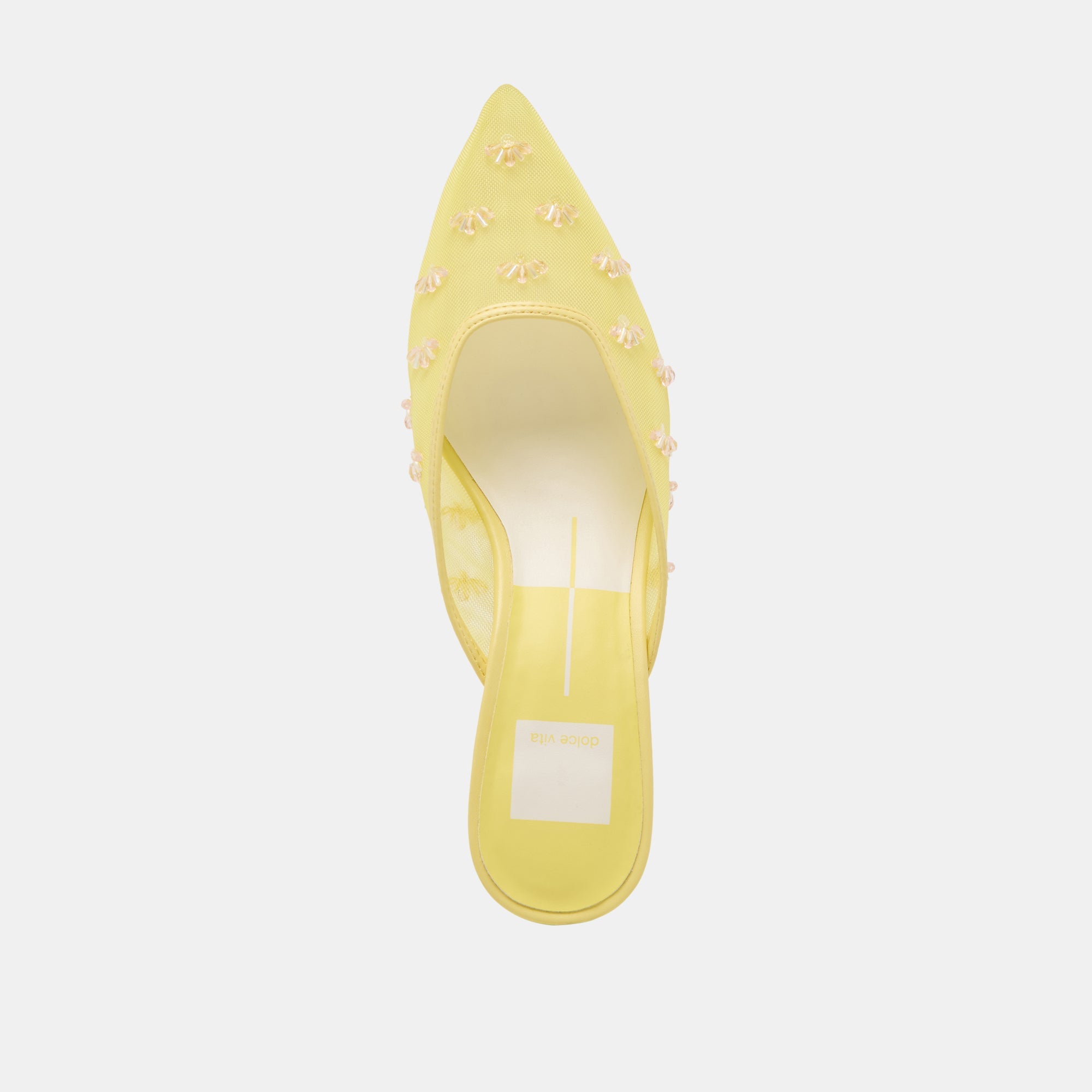 CLARA WIDE HEELS LEMON MESH | Women Dolce Vita