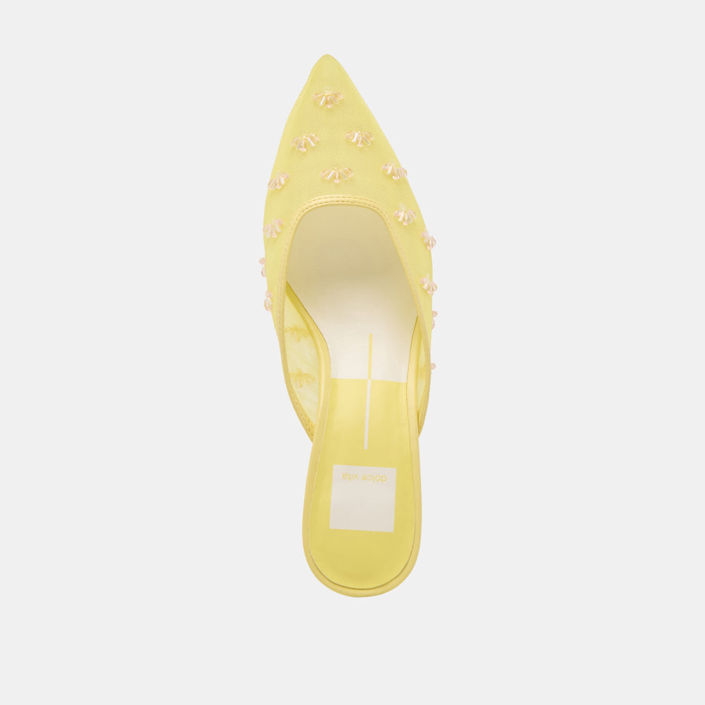 CLARA WIDE HEELS LEMON MESH | Women Dolce Vita