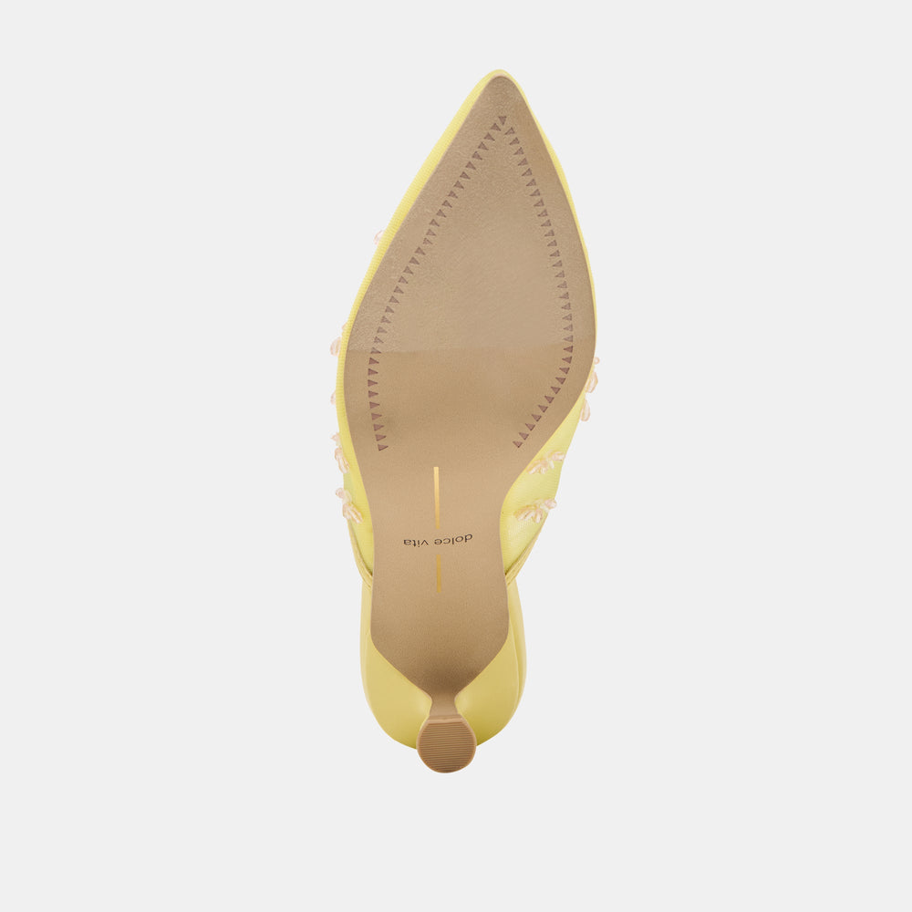 CLARA WIDE HEELS LEMON MESH | Women Dolce Vita