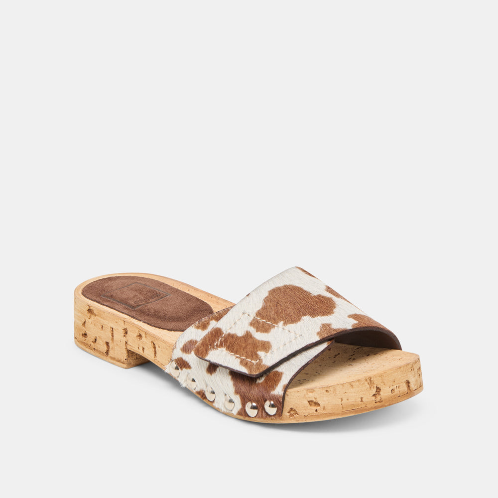 Sandy Cocoa Taurus Calf Hair Sandals | Women Dolce Vita
