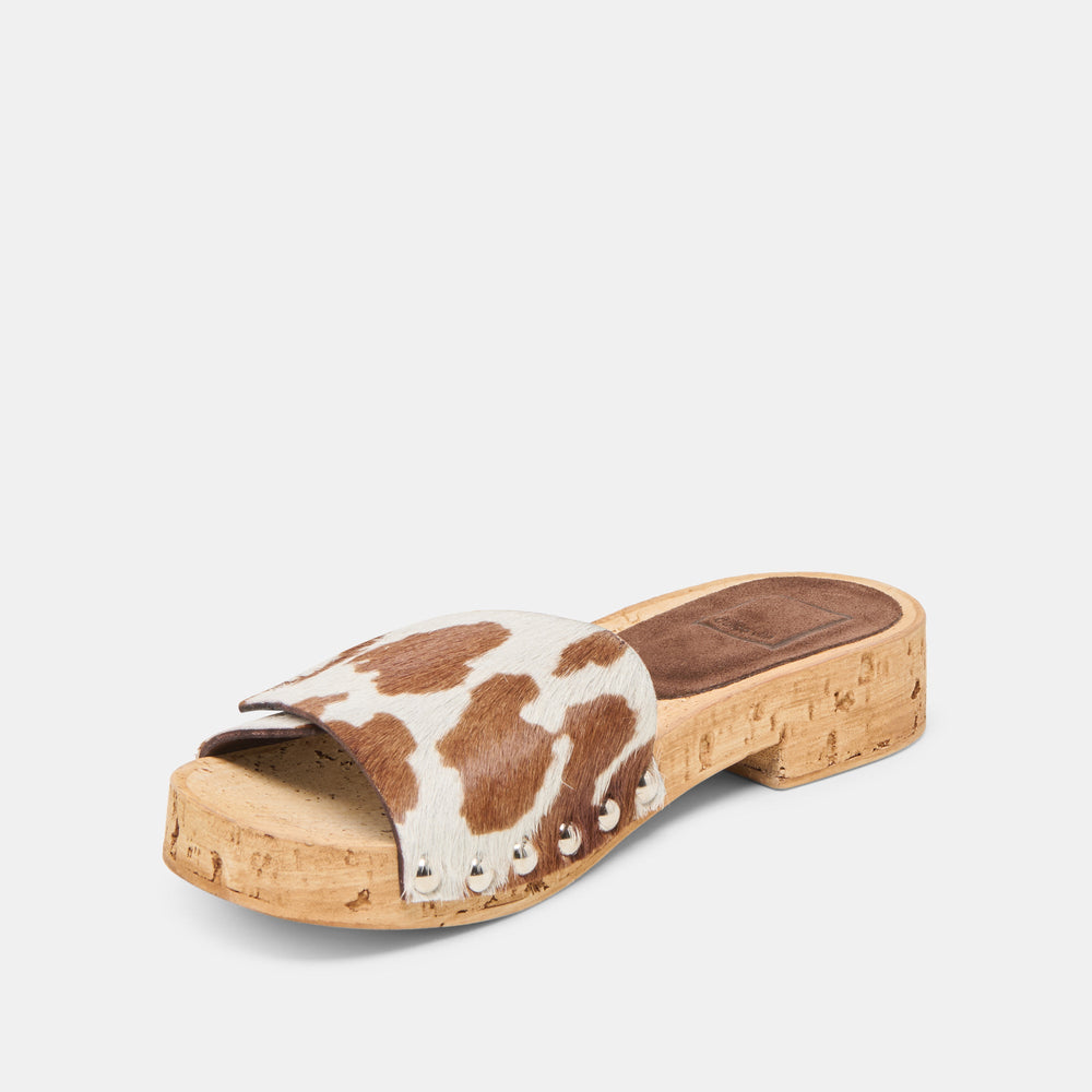 Sandy Cocoa Taurus Calf Hair Sandals | Women Dolce Vita