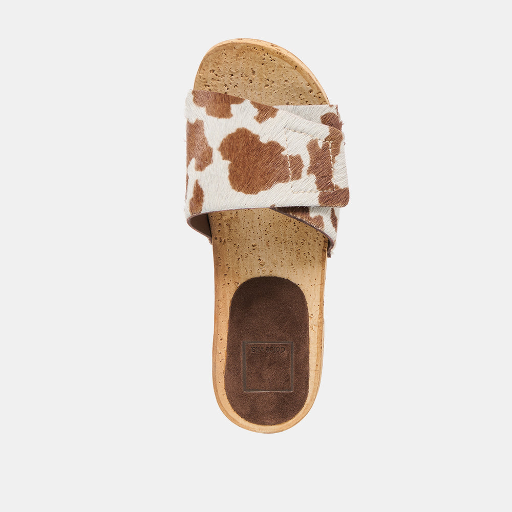Sandy Cocoa Taurus Calf Hair Sandals | Women Dolce Vita