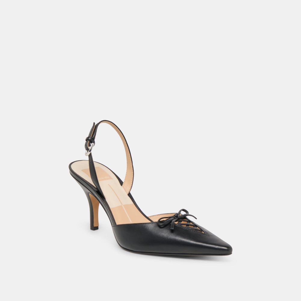 Hamya Black Leather Heels | Women Dolce Vita