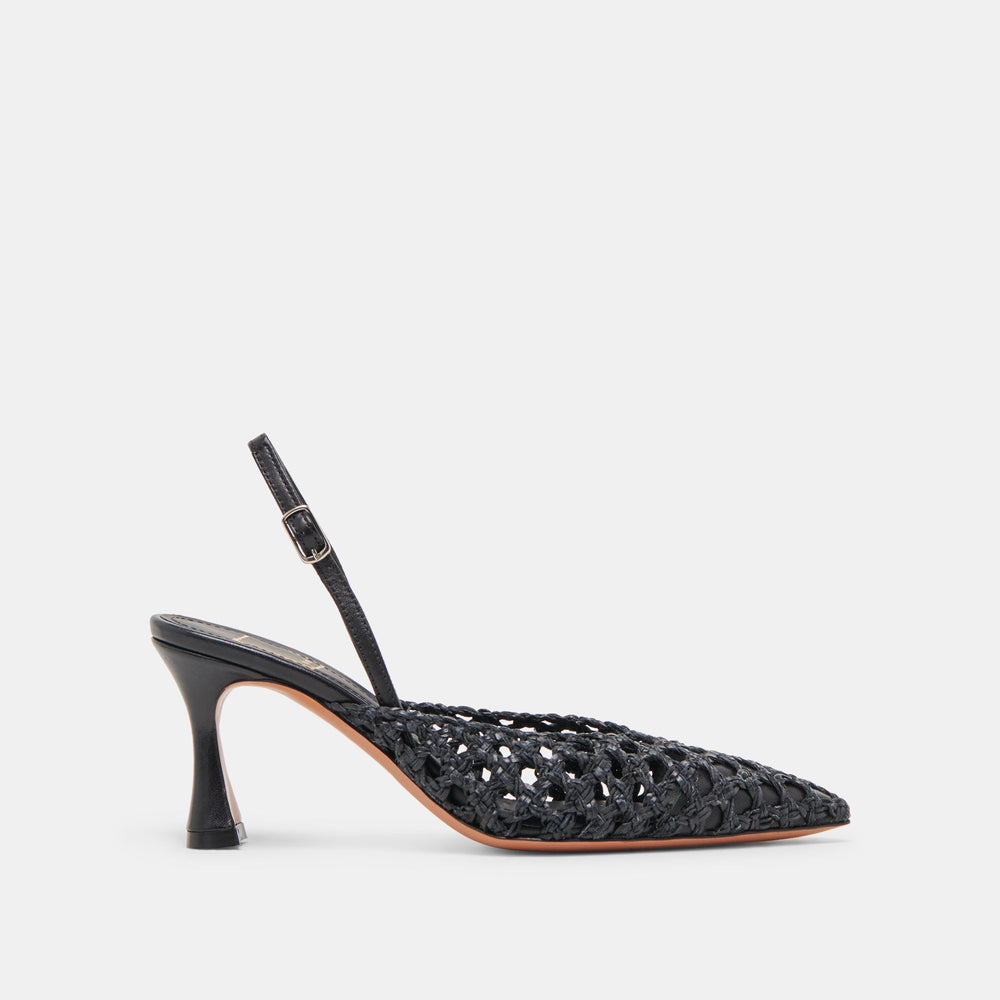 GLORIA HEELS BLACK WOVEN | Dolce Vita Women