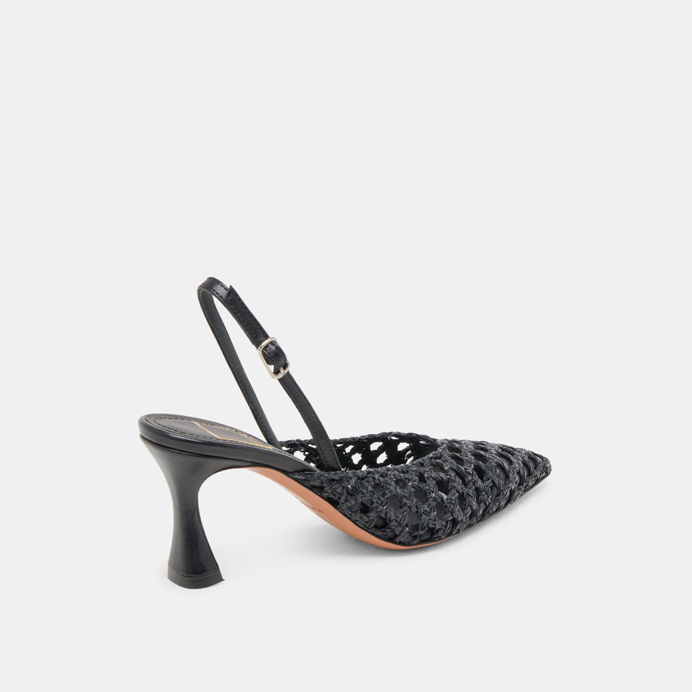 GLORIA HEELS BLACK WOVEN | Dolce Vita Women