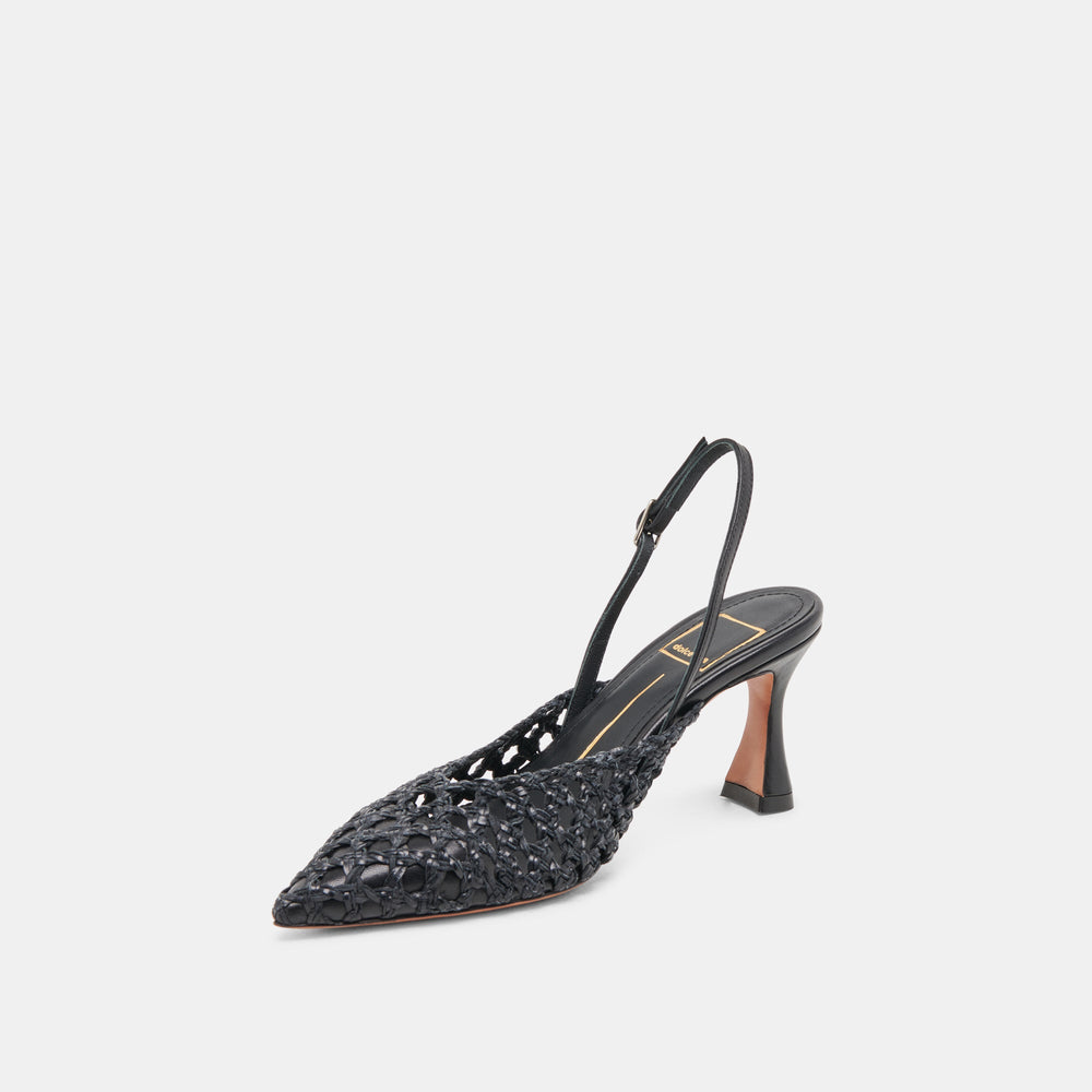 GLORIA HEELS BLACK WOVEN | Dolce Vita Women