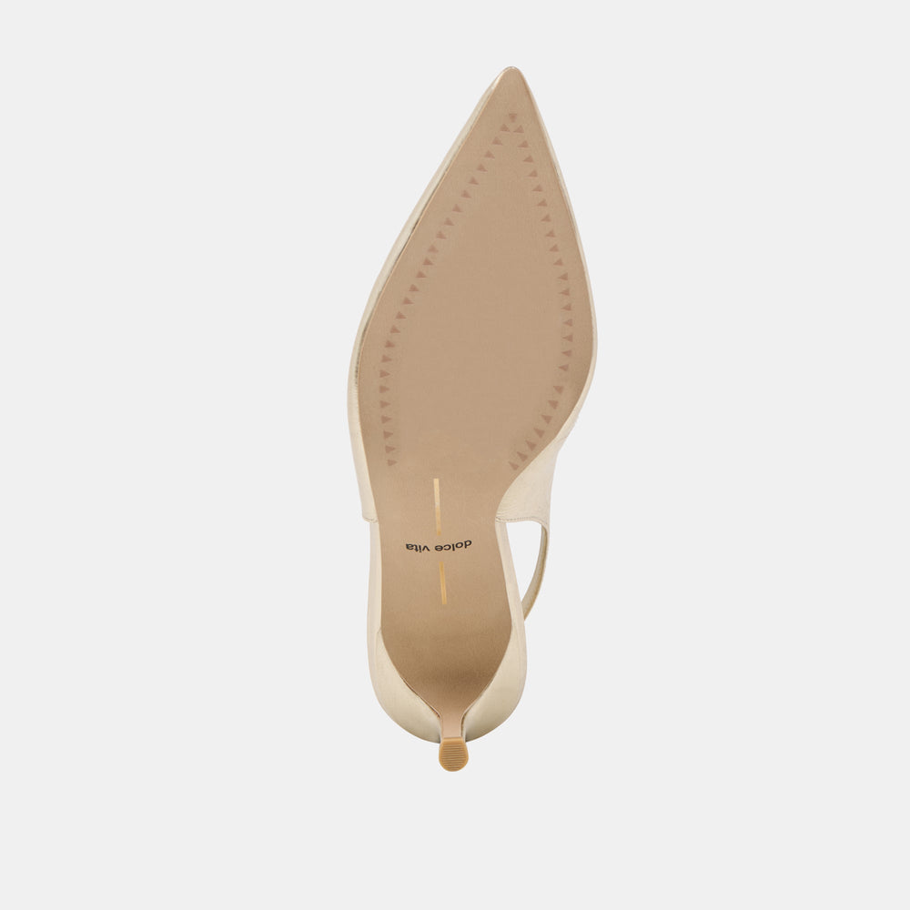 ELASI HEELS LIGHT GOLD CRINKLE PATENT | Women Dolce Vita