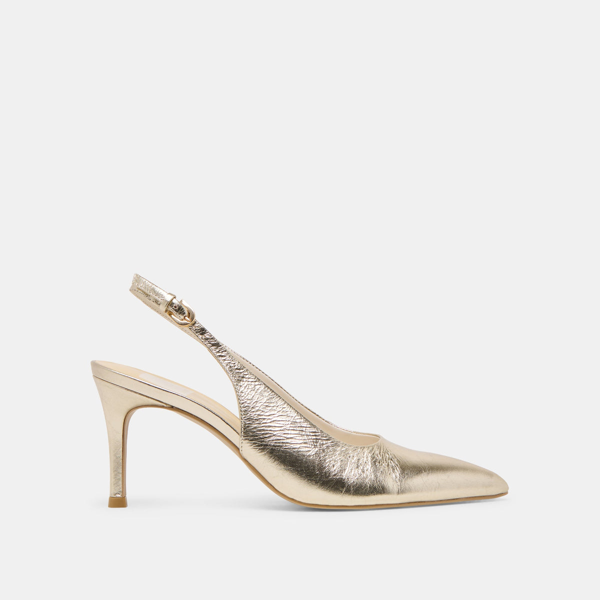 ELASI HEELS LIGHT GOLD CRINKLE PATENT | Women Dolce Vita