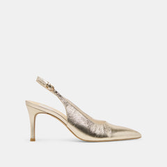 ELASI HEELS LIGHT GOLD CRINKLE PATENT | Women Dolce Vita