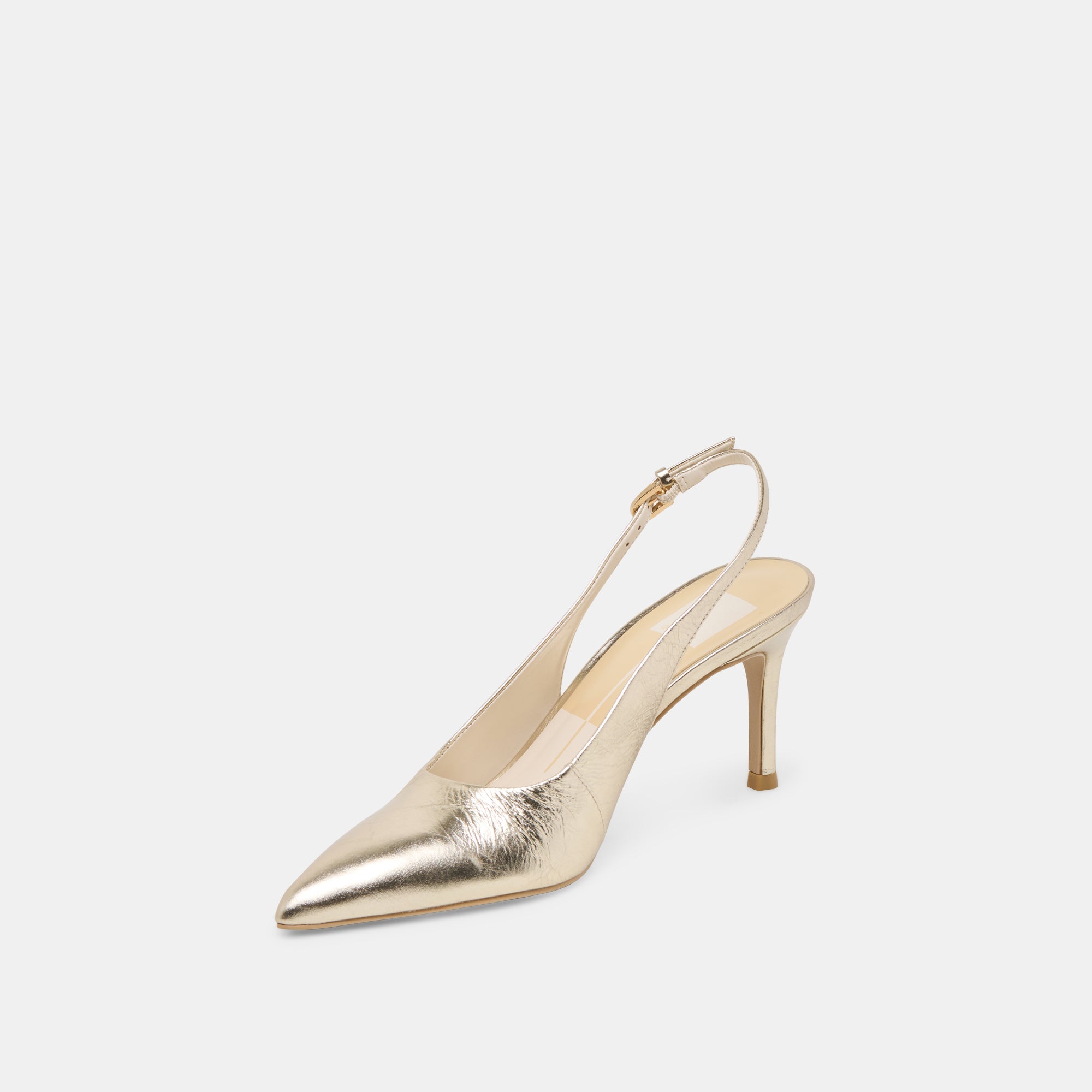 ELASI HEELS LIGHT GOLD CRINKLE PATENT | Women Dolce Vita