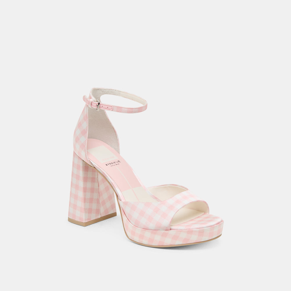 Pandro X Byrdie Golf Pink Plaid Gingham Wide Heels | Dolce Vita Women
