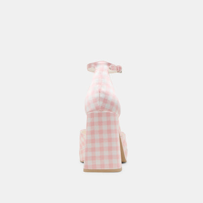 Pandro X Byrdie Golf Pink Plaid Gingham Wide Heels - Dolce Vita