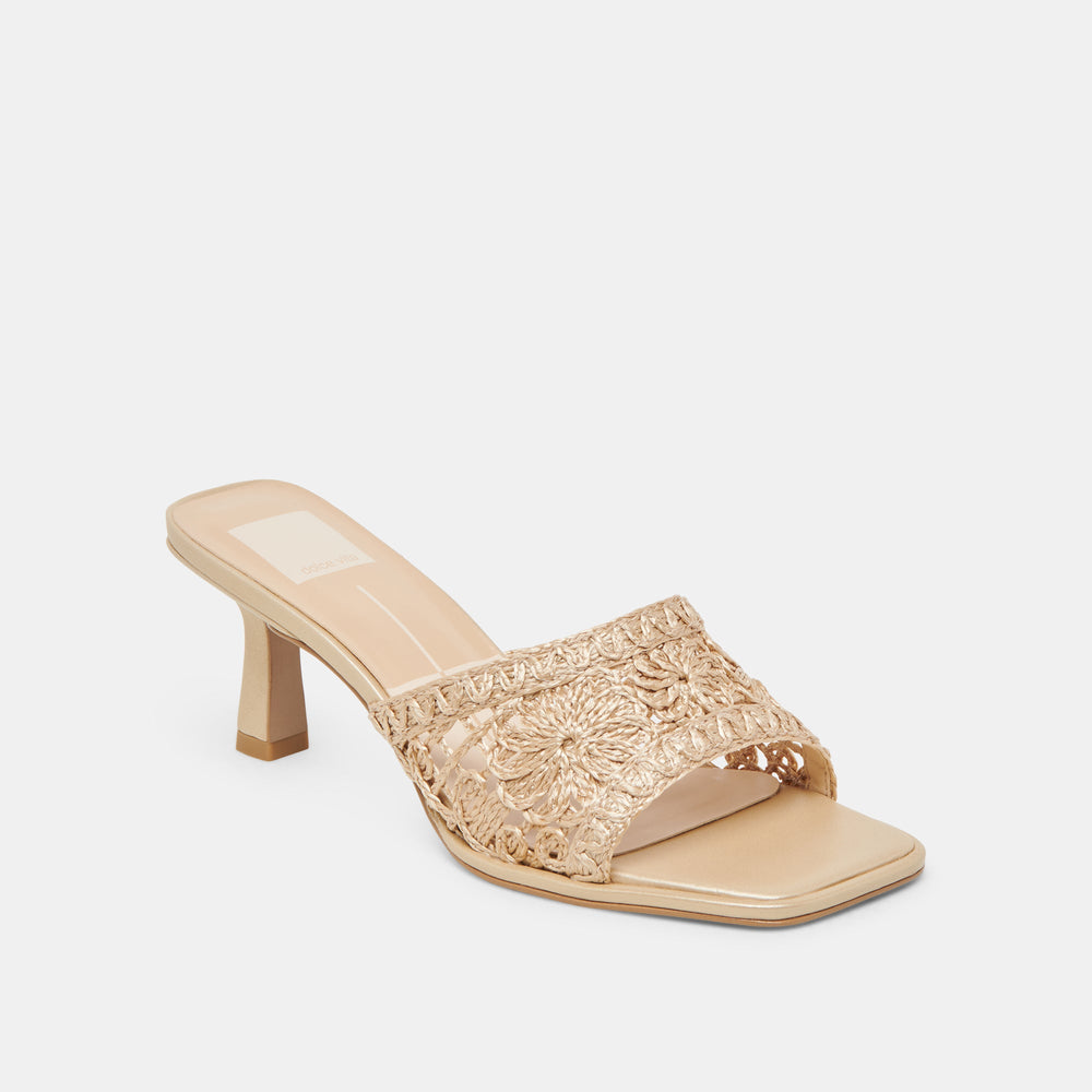 MAYLAH HEELS LIGHT GOLD MACRAME | Women Dolce Vita