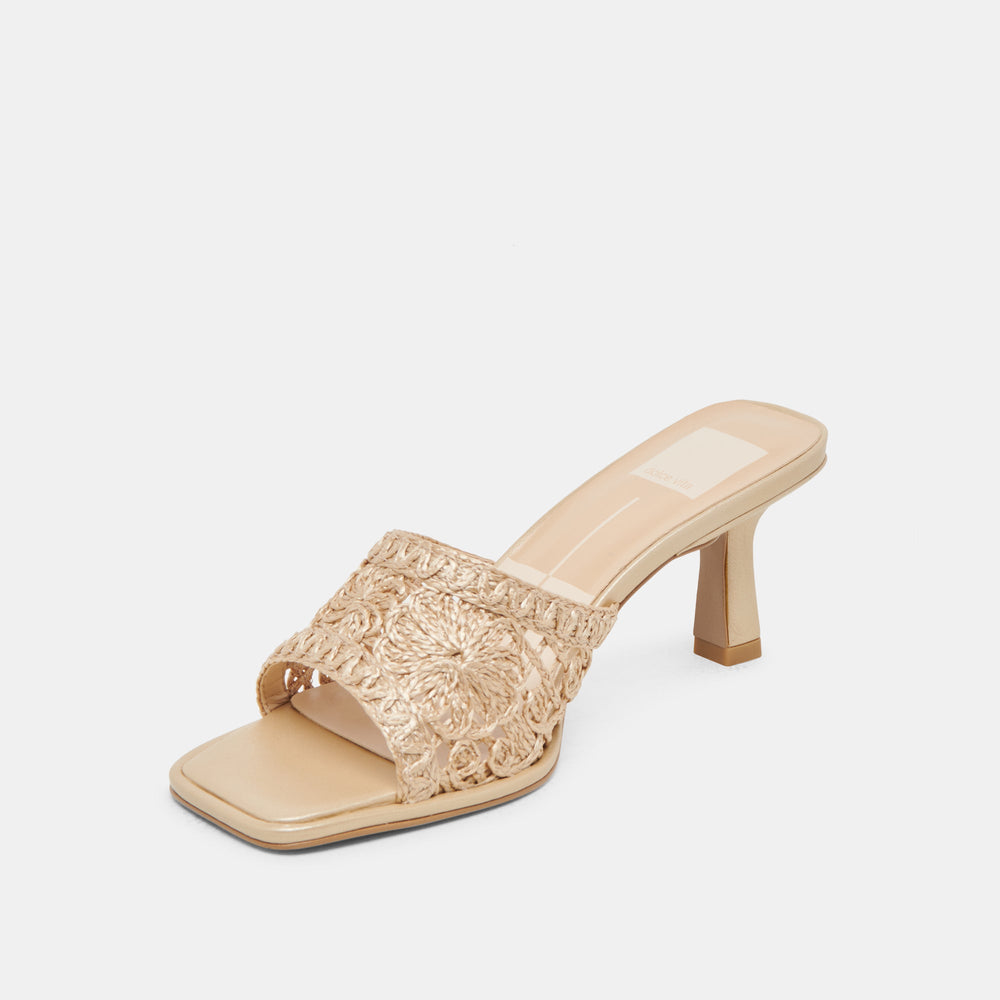 MAYLAH HEELS LIGHT GOLD MACRAME | Women Dolce Vita