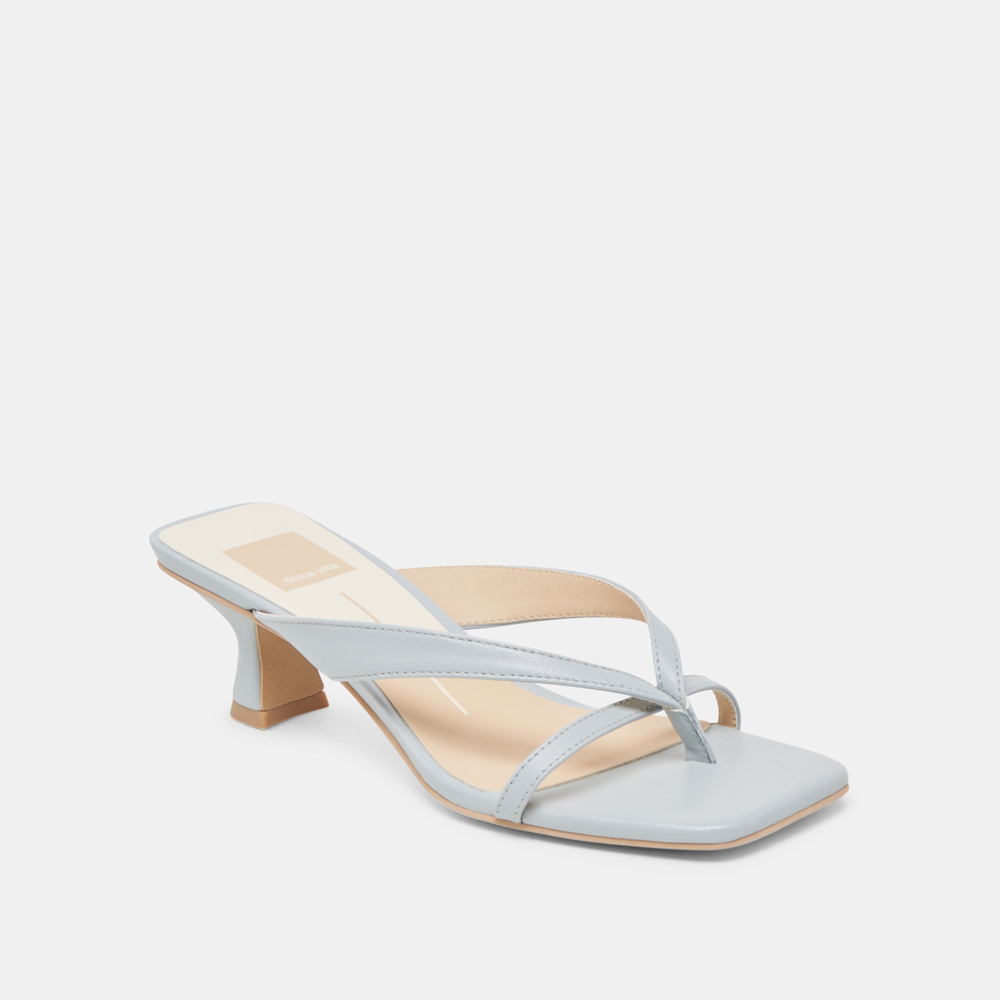 BREVEL WIDE HEELS LIGHT BLUE LEATHER | Women Dolce Vita