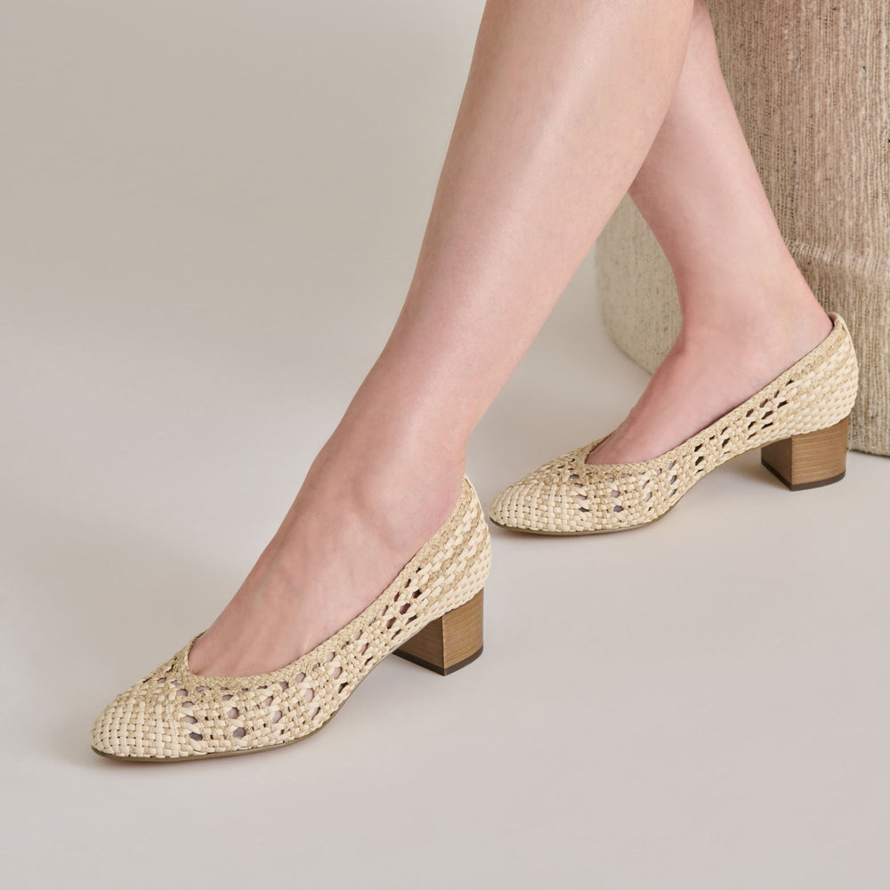 Lula Ivory Multi Woven Raffia Heels | Dolce Vita Women