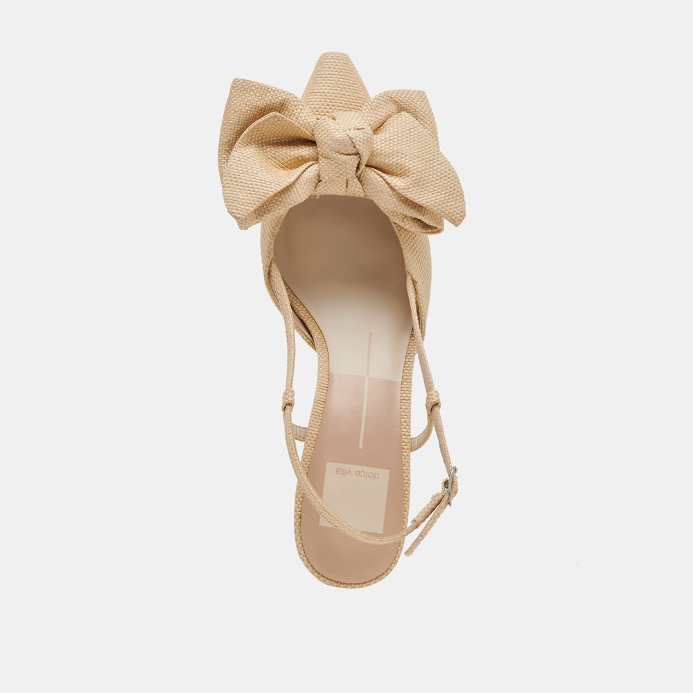 ODELA BOW HEELS NATURAL WOVEN RAFFIA | Women Dolce Vita