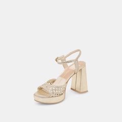 PEYTEN HEELS LIGHT GOLD WOVEN STELLA | Dolce Vita Women