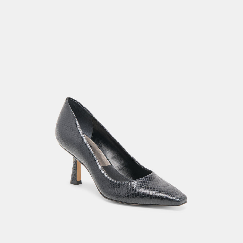 Briona Onyx Embossed Leather Heels | Women Dolce Vita