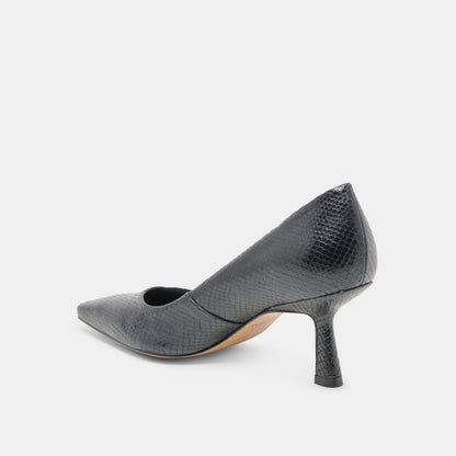Briona Onyx Embossed Leather Heels - Dolce Vita