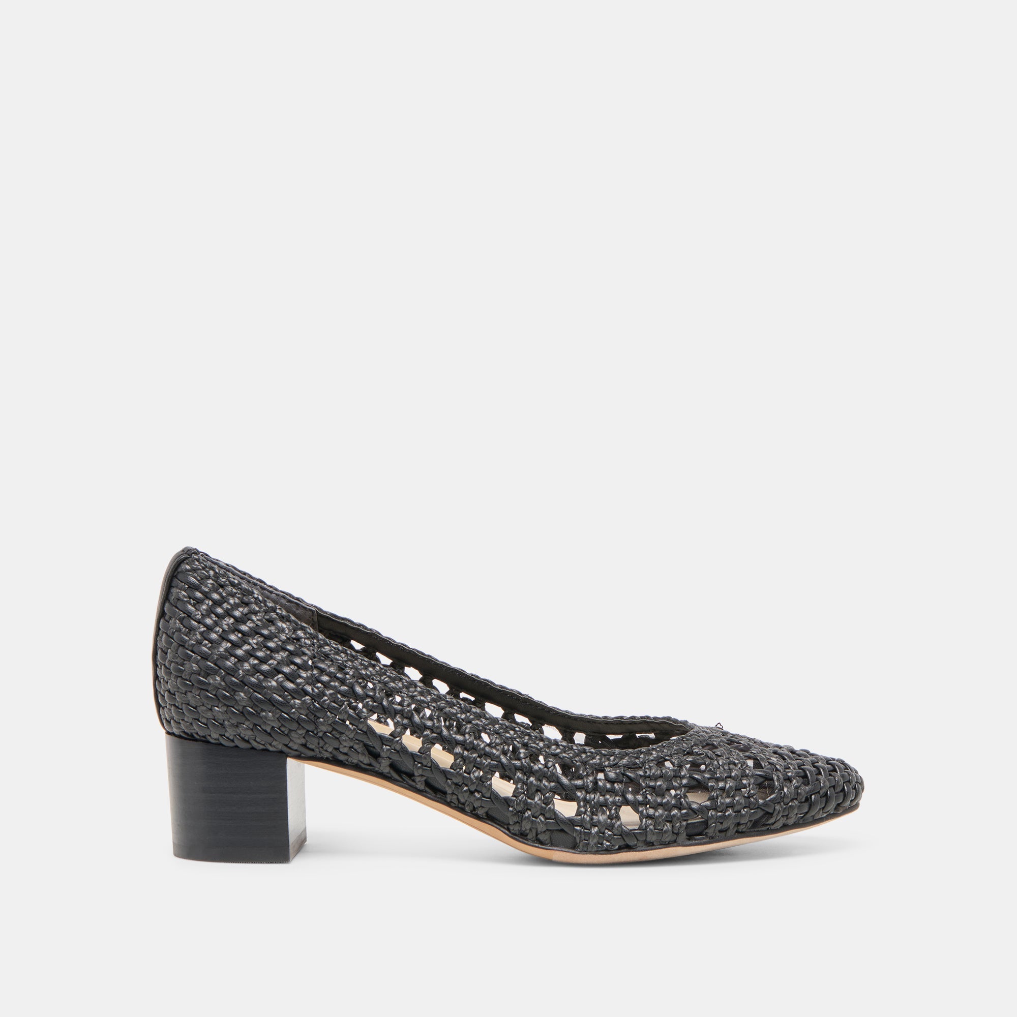 Lula Black Woven Raffia Heels | Women Dolce Vita