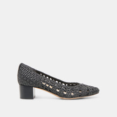 Lula Black Woven Raffia Heels | Women Dolce Vita