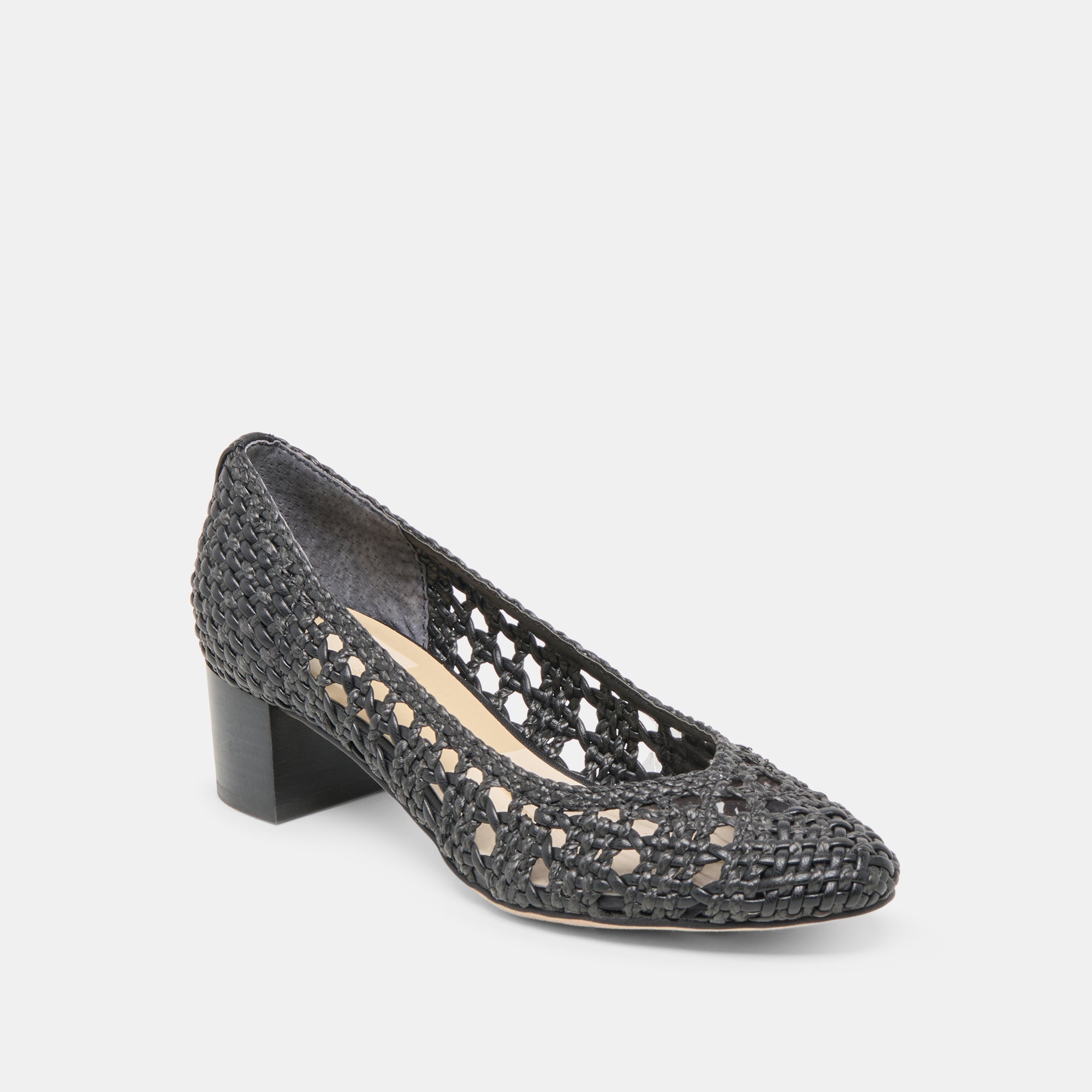 Lula Black Woven Raffia Heels | Women Dolce Vita