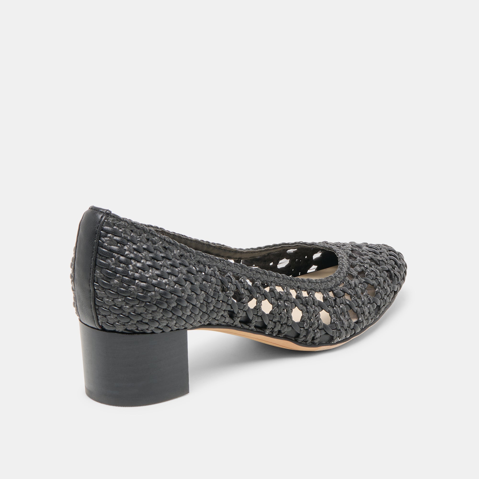 Lula Black Woven Raffia Heels | Women Dolce Vita