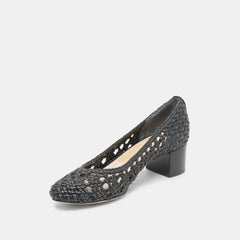 Lula Black Woven Raffia Heels | Women Dolce Vita