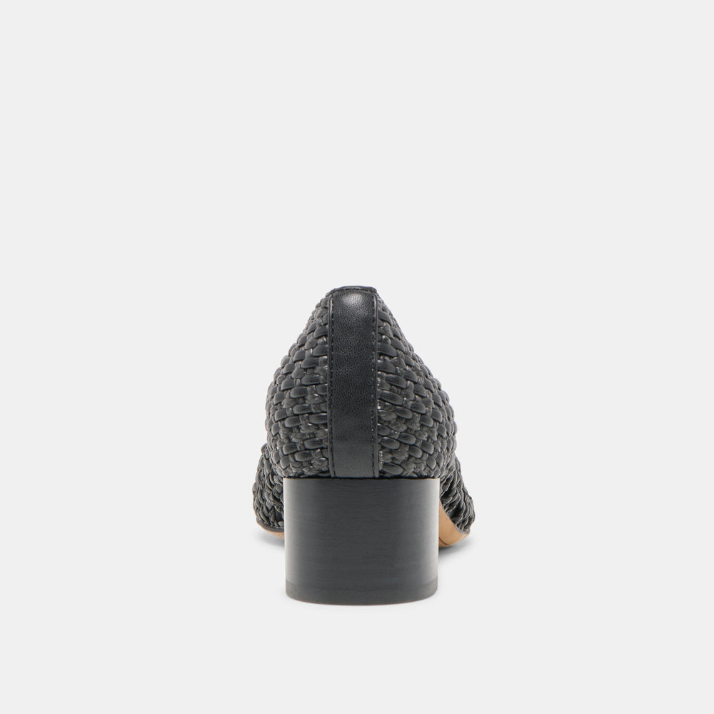 Lula Black Woven Raffia Heels | Women Dolce Vita
