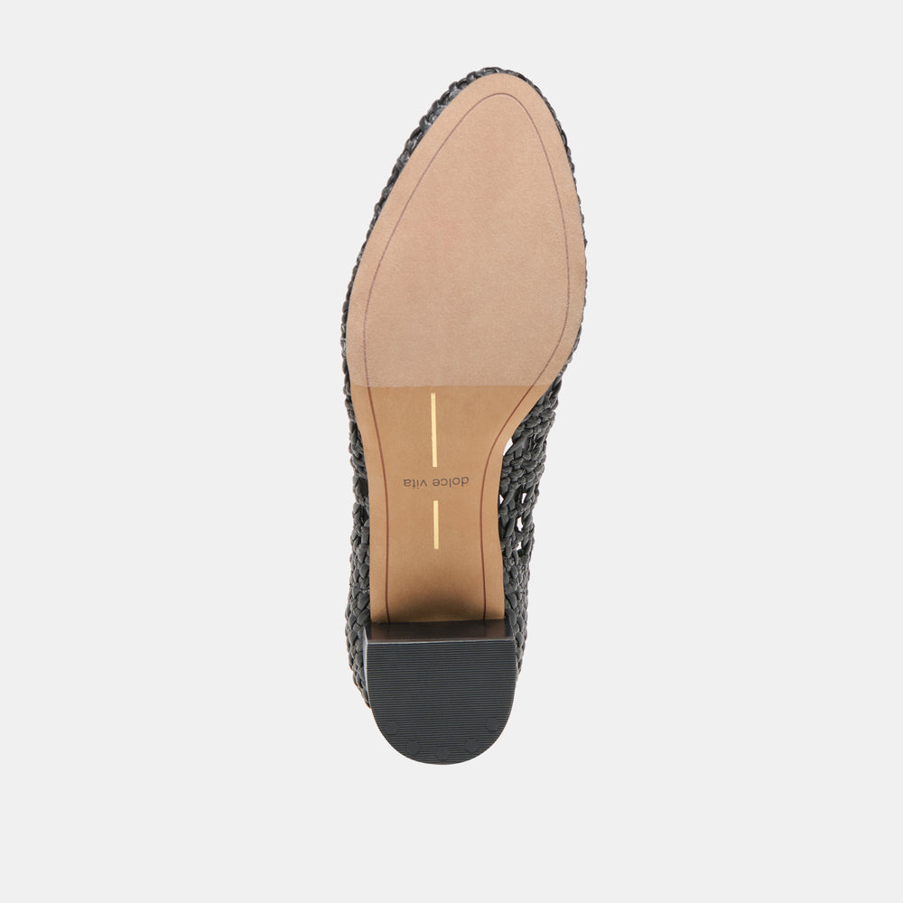 Lula Black Woven Raffia Heels | Women Dolce Vita