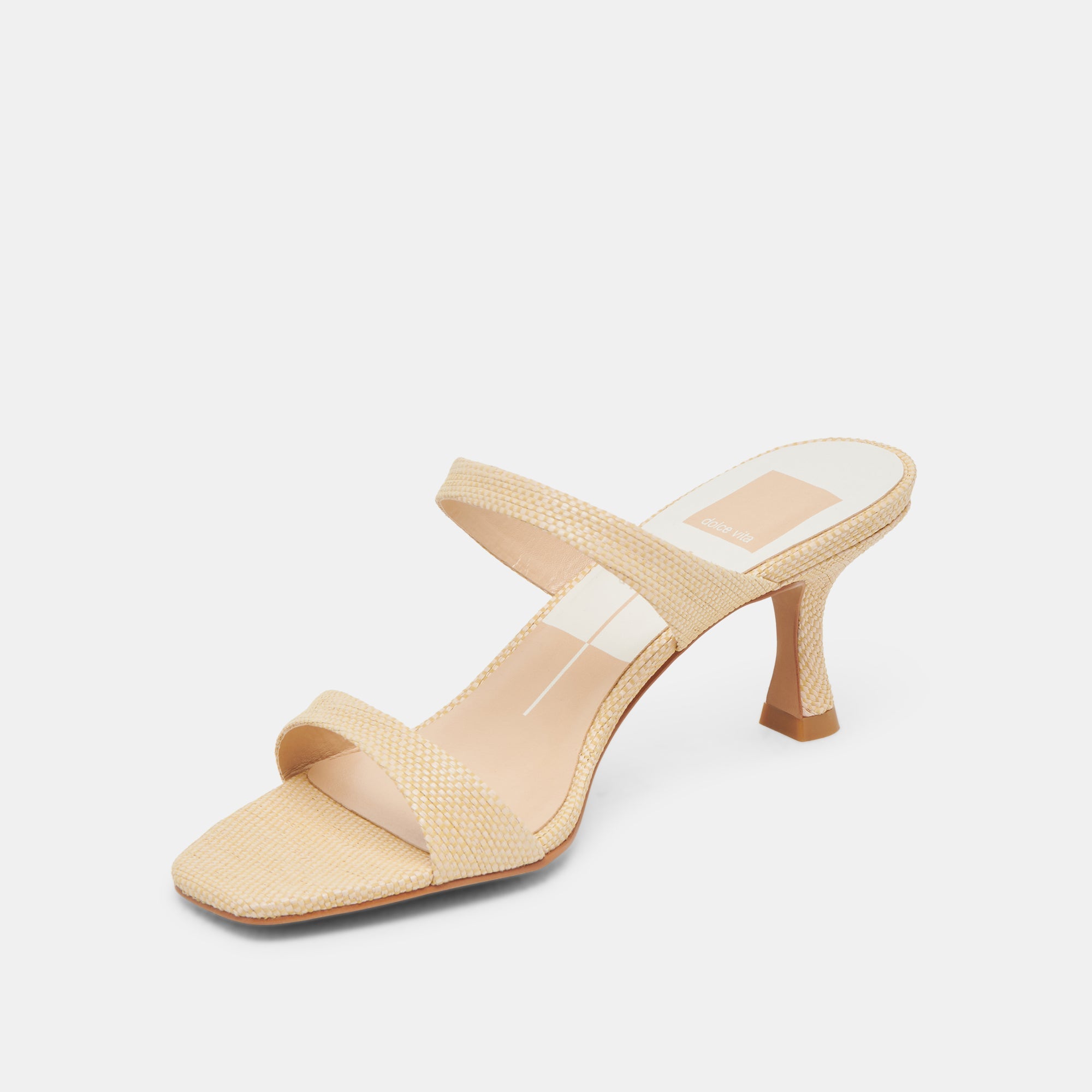 Genora Wide Lt Natural Woven Raffia Heels | Dolce Vita Women