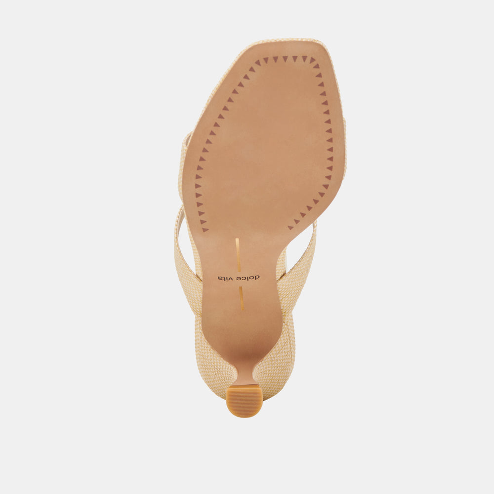 Genora Wide Lt Natural Woven Raffia Heels | Dolce Vita Women
