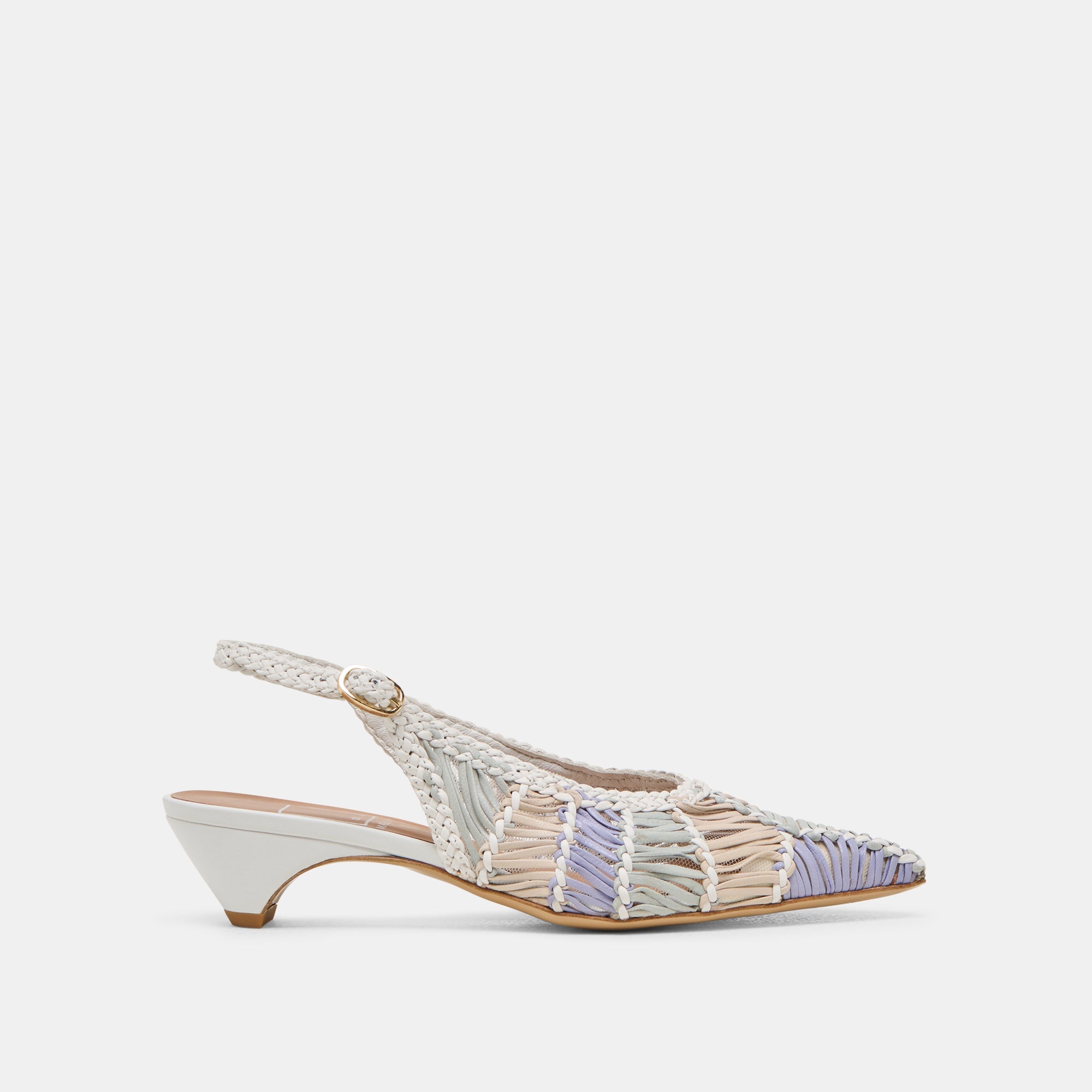 Dafney White Multi Woven Leather Heels | Women Dolce Vita