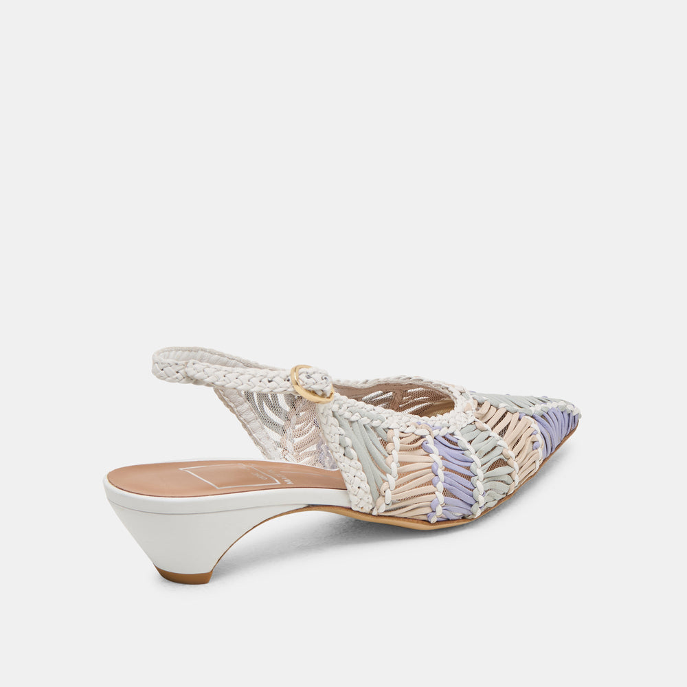 Dafney White Multi Woven Leather Heels | Women Dolce Vita