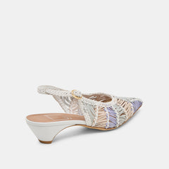 Dafney White Multi Woven Leather Heels | Women Dolce Vita