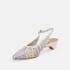 Dafney White Multi Woven Leather Heels | Women Dolce Vita