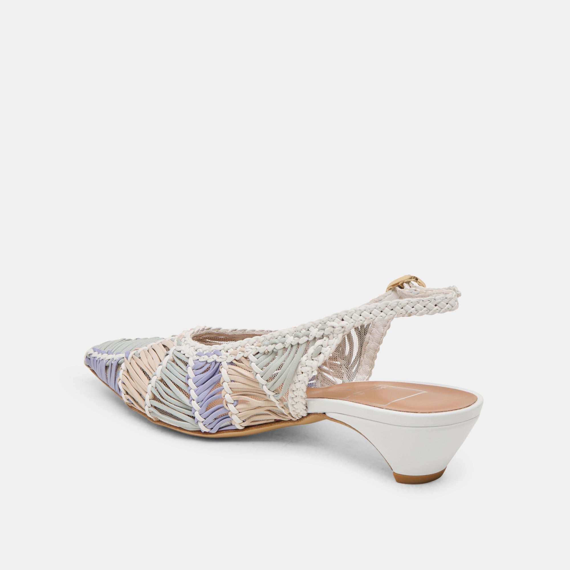Dafney White Multi Woven Leather Heels | Women Dolce Vita