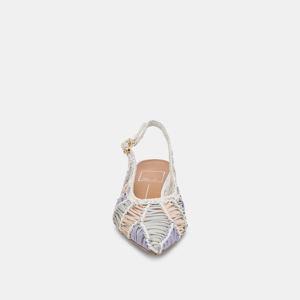 Dafney White Multi Woven Leather Heels | Women Dolce Vita