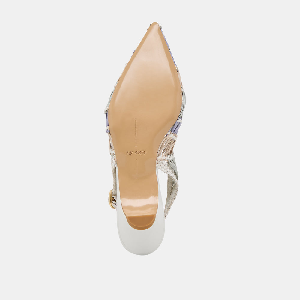 Dafney White Multi Woven Leather Heels | Women Dolce Vita